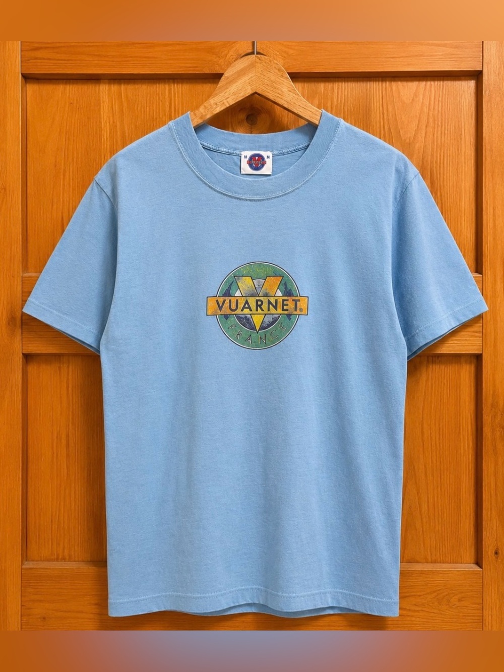 Vintage Vuarnet France Logo Graphic T-Shirt Made in Canada Men’s Medium Blue